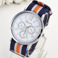 New Fashion Round 2 zones ladies cheap geneva leather watch